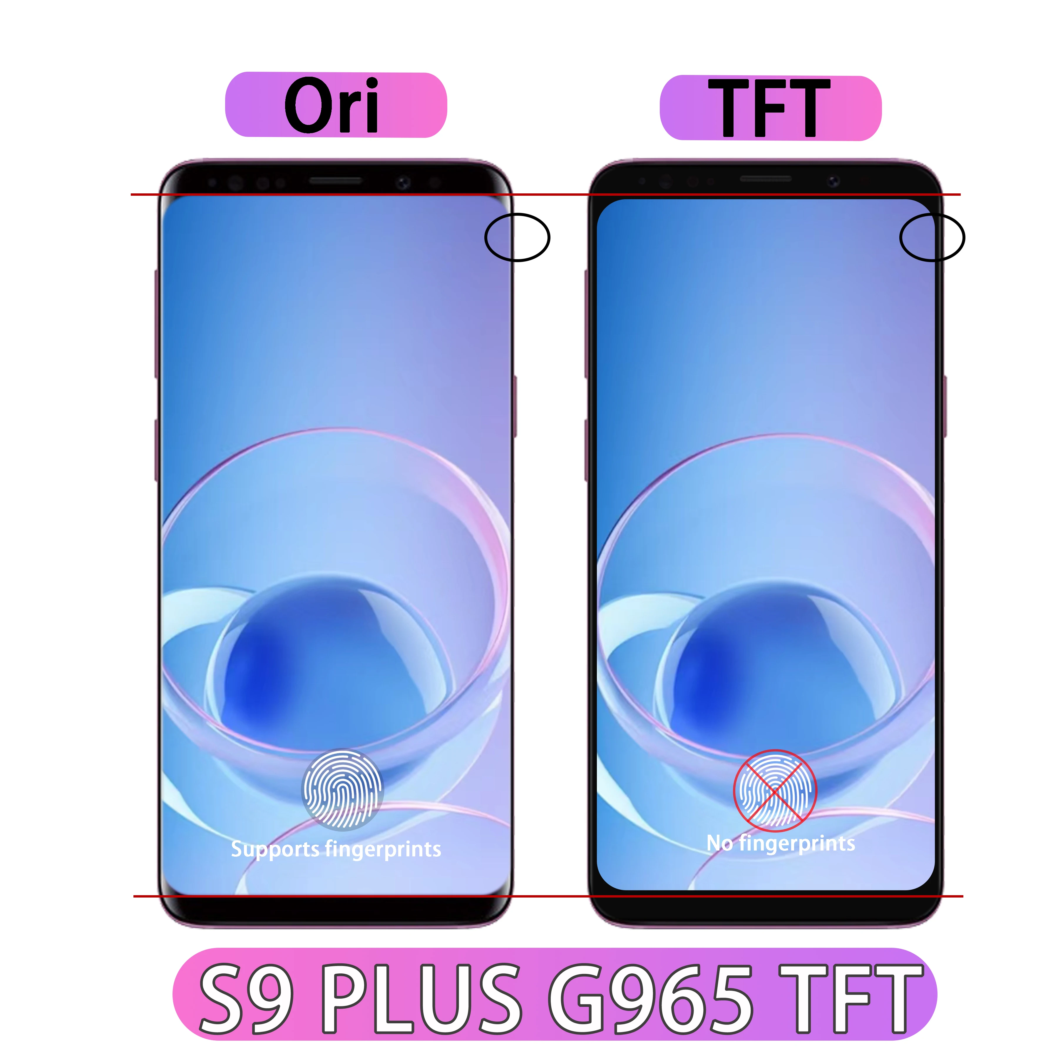 شاشة TFT LCD تعمل باللمس شاشة عرض مجموعة محول الأرقام مع إطار ، مناسب لسامسونج غالاكسي S9 بلس ، G965B ، G965F ، G965U ، جودة عالية