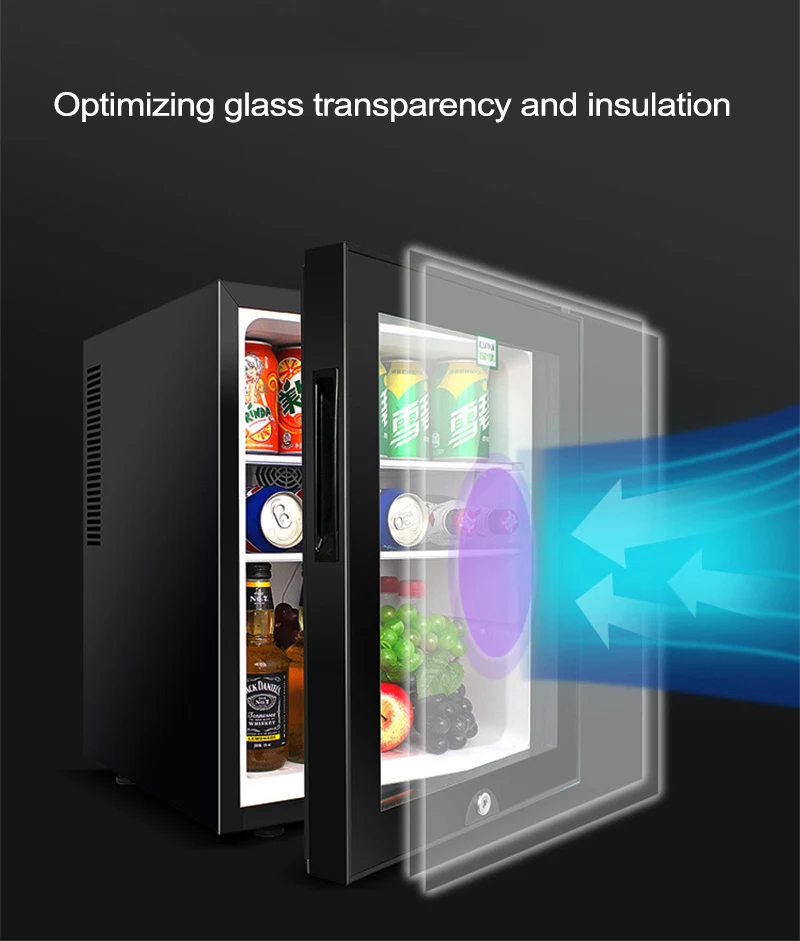 40-литровый компактный холодильник для хранения чая с прозрачными стеклянными дверцами
