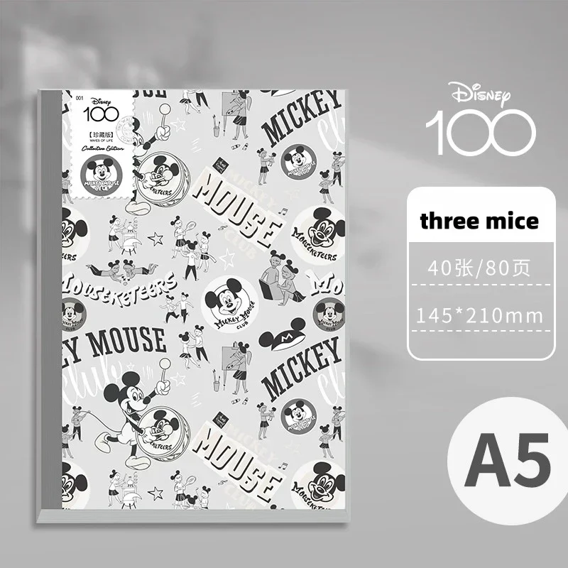 Disney Mickey and Minnie Cartoon A5 Hardcover Notebook with 80 Blank Inner Pages Student Cute Study Diary Stationery Supplies