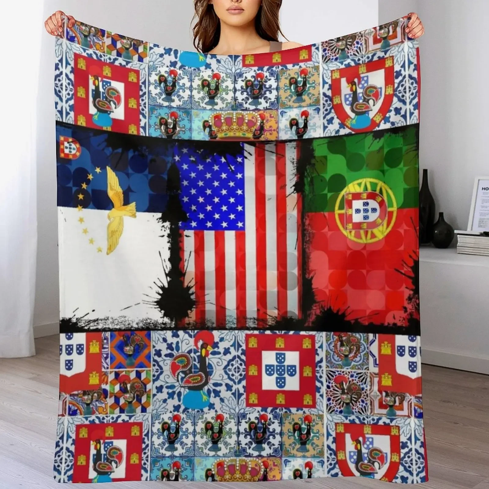 Portuguese American Throw Blanket Cozy Throw Blanket for Bed Sofa Chair
