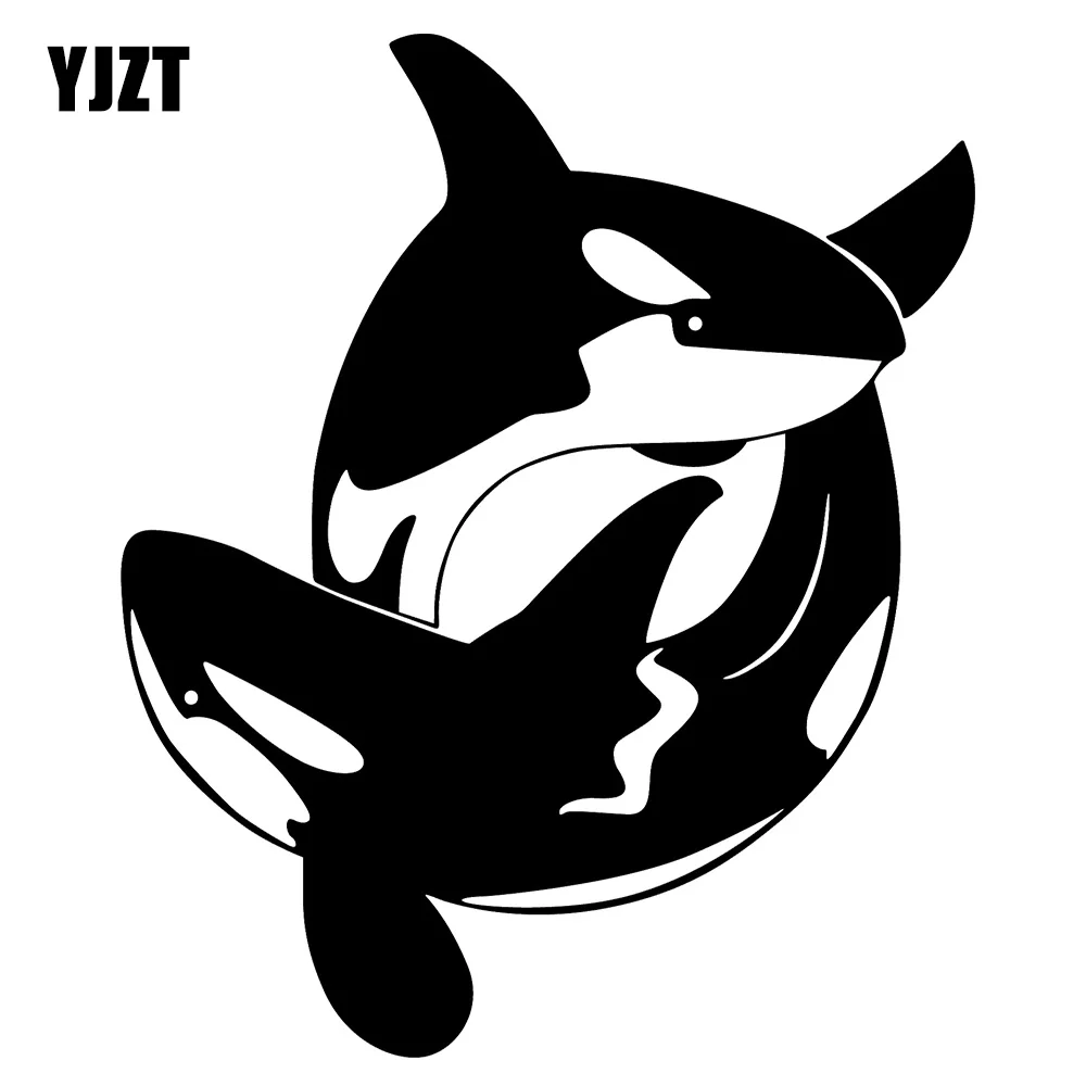 YJZT 12cmX14.5cm Cartoon Whale Pattern Decal Vinyl Motorcycle Car Sticker Black Silver Waterproof