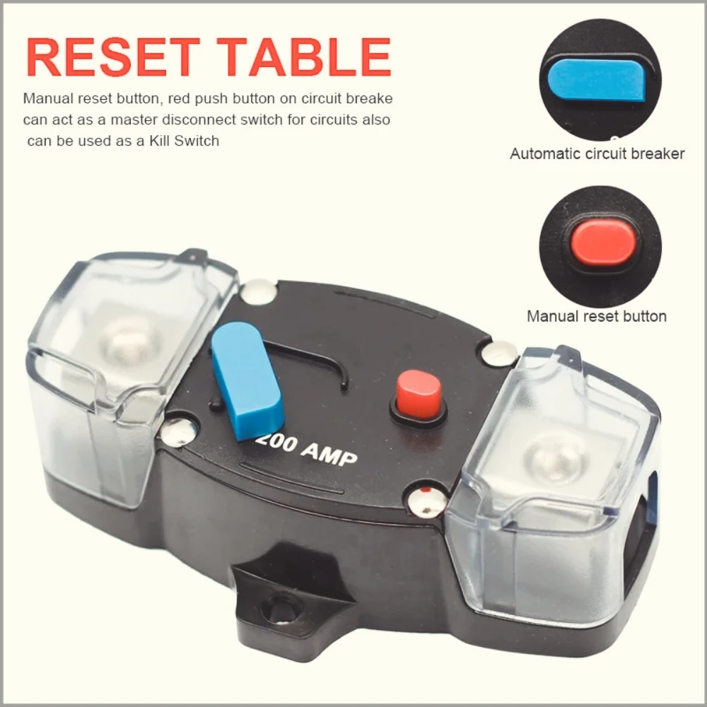 Disyuntor  fusible reiniciable  Audio para coche y camión, protección  energía impermeable, 12V, 24V, 48V, CC, 50A-300A