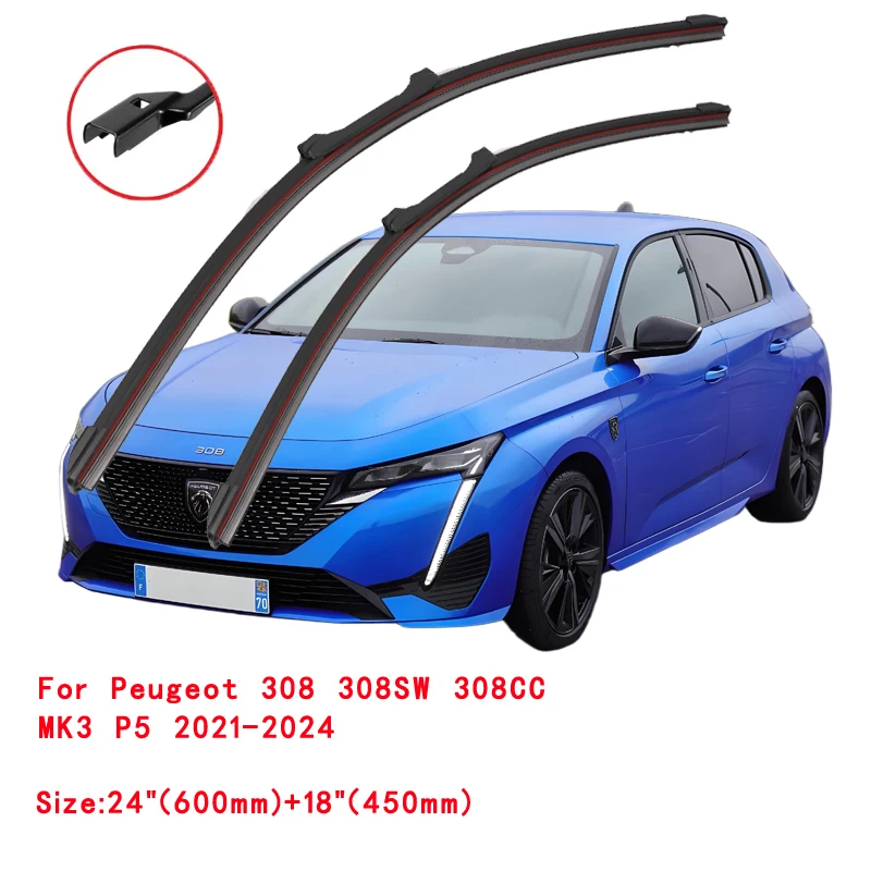 

For Peugeot 308 308SW 308CC MK1 MK2 MK3 2007-2024 T7 T8 T9 P21 Car Windshield Wiper Blade Front Windscreen Windshield Cleaning
