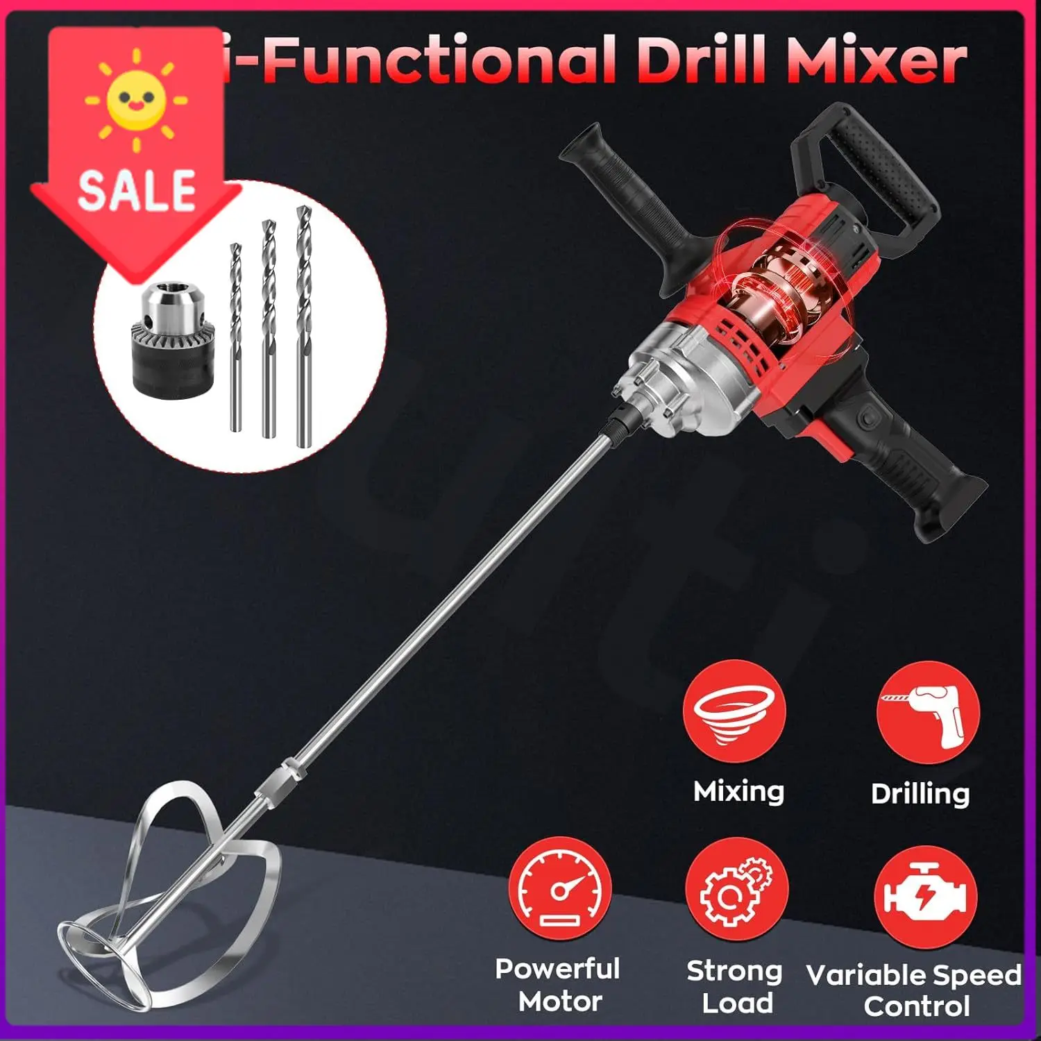 

Sale price IMAYCC Drill Mixer,3200W 20A Concrete Mixer for Drill, 110V Corded Variable Speeds Cement Mixer, Mixing Drill for Mud