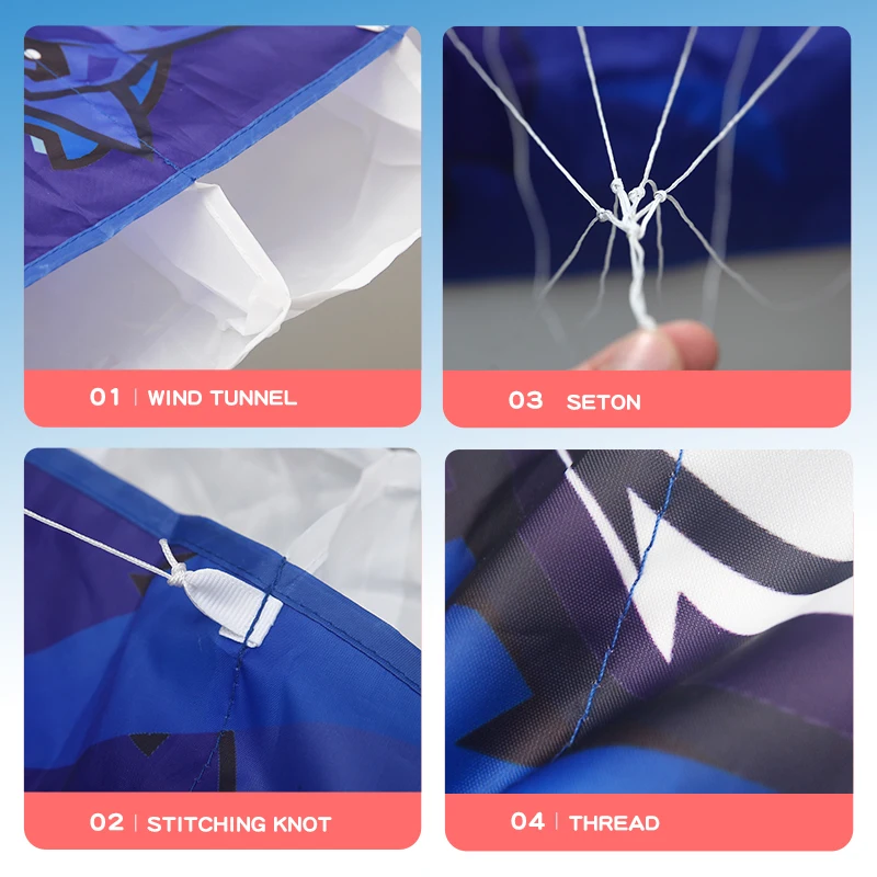 Yongjian 1,4 m dubbele lijn zachte lichaamshai + 30 m rood groot draadbord * 2 stuks, dubbele lijn stunt volwassen parachute vlieger surfen Fli