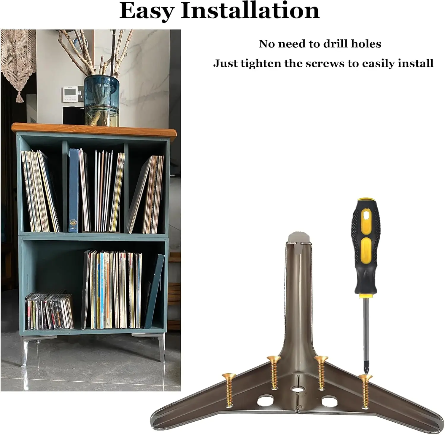 مجموعة أرجل أثاث معدنية فضية لامعة مقاس 4.7 بوصة/12 سم مكونة من 4 قطع، سهلة التركيب، مناسبة للأرائك والخزانة والخزائن والمو #4