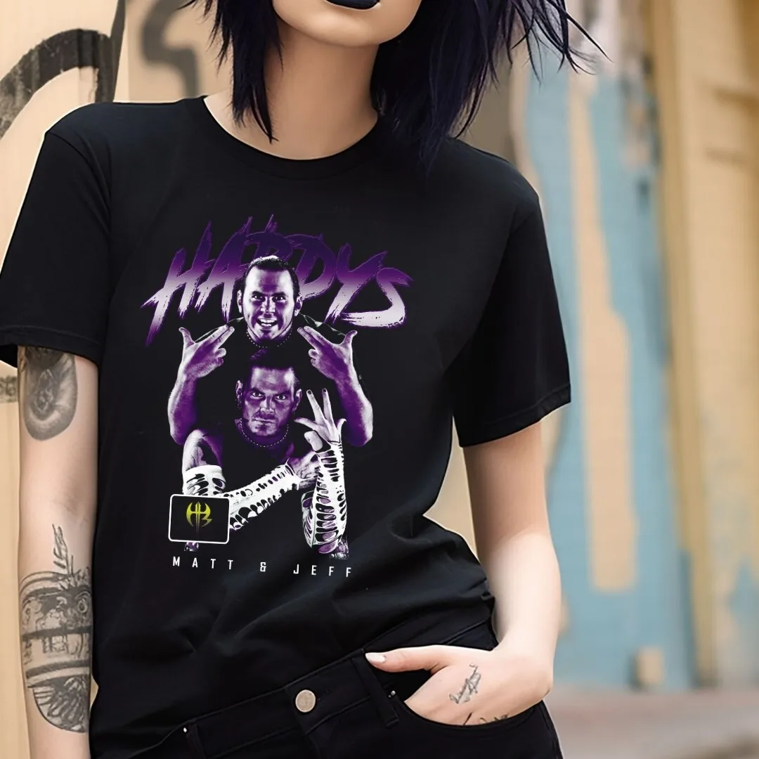 تي شيرت Hardy Boyz Wrestling باللون الأسود S-3XL Matt & Jeff Hardy
