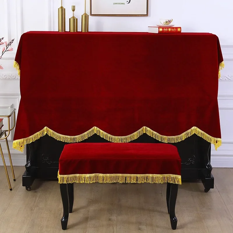 

New Red and Green Classical Gold Velvet Piano Cover Simple Thickened Half Cover Fabric Piano Top Piano Bench Dust Cover