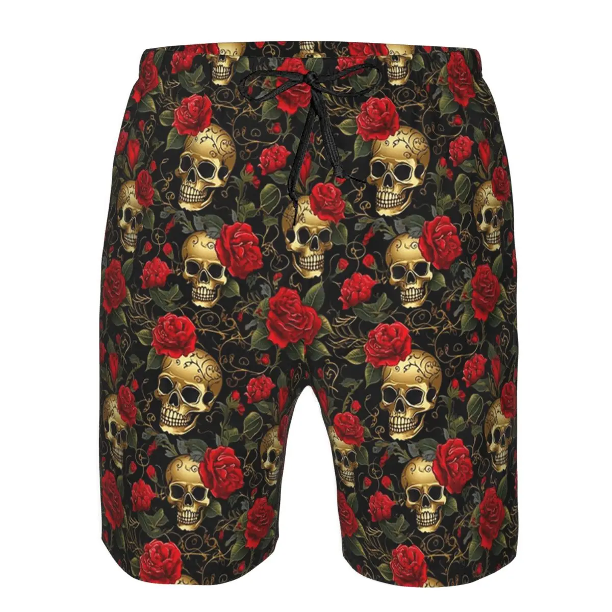 Golden Skulls By Ed Hardy Style Trunks Beach Board Shorts Casual Quick Dry Swim Summer Men Pants