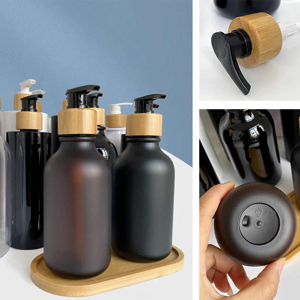 Lotion Soap Dispenser Bamboo Pump Bottle Bathroom Kitchen Refillable Shampoo Shower Gel Bottle Kitchen Dish Detergent Dispenser