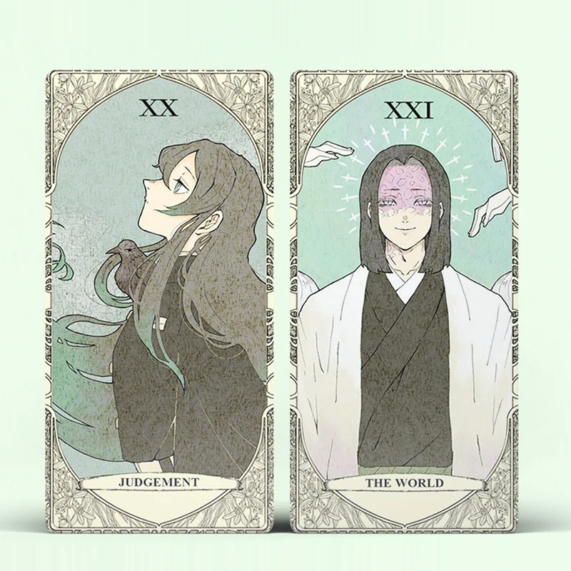 Cartas de Tarot de Tanjirou de Kamado y Nezuko, juego completo de cartas de Anime de alta definición, regalo de cartas de póker de papel, 22 piezas por juego