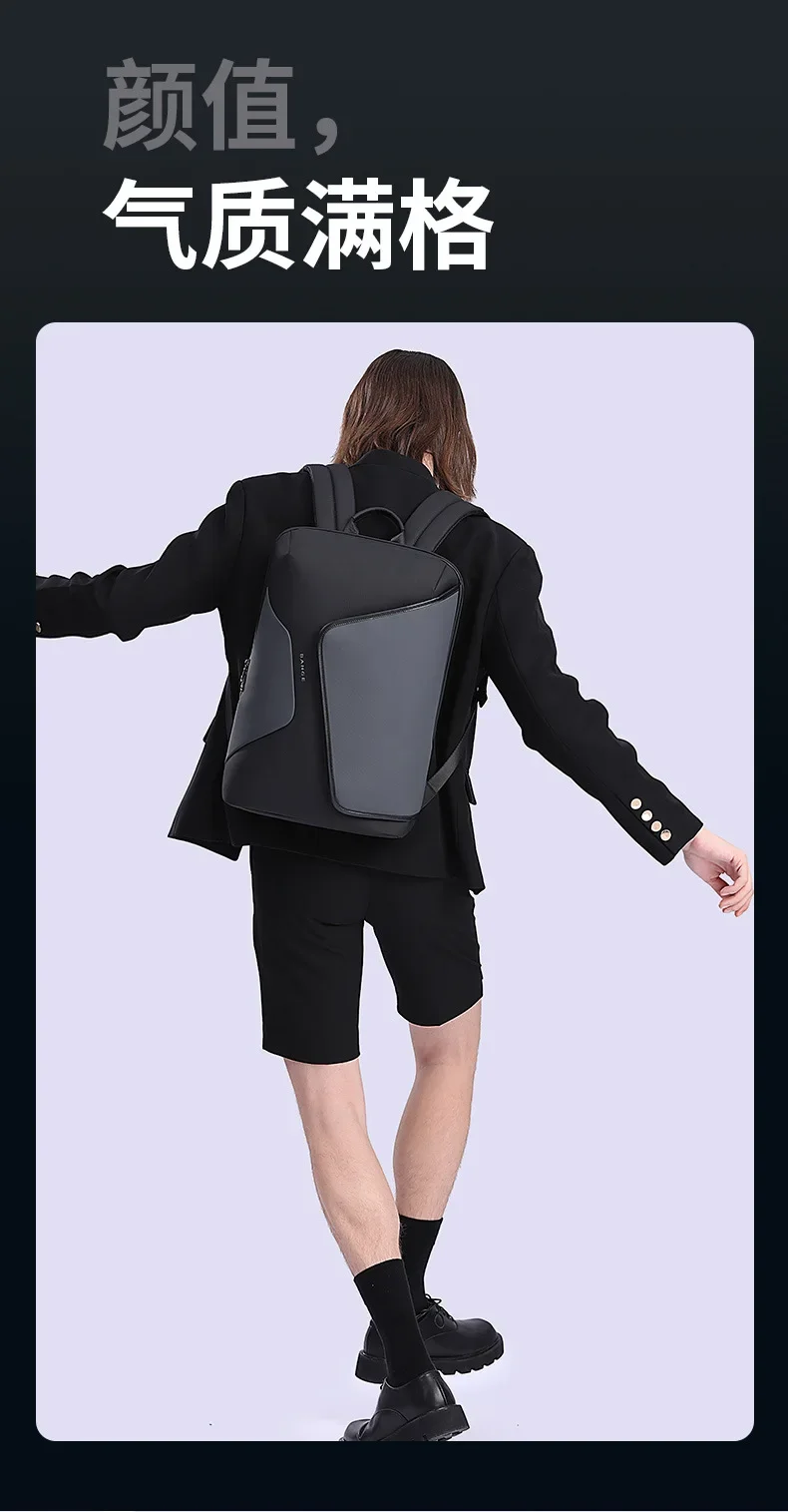 BANGE Business Backpack with External USB Port Anti Splashing Water Travel Backpack