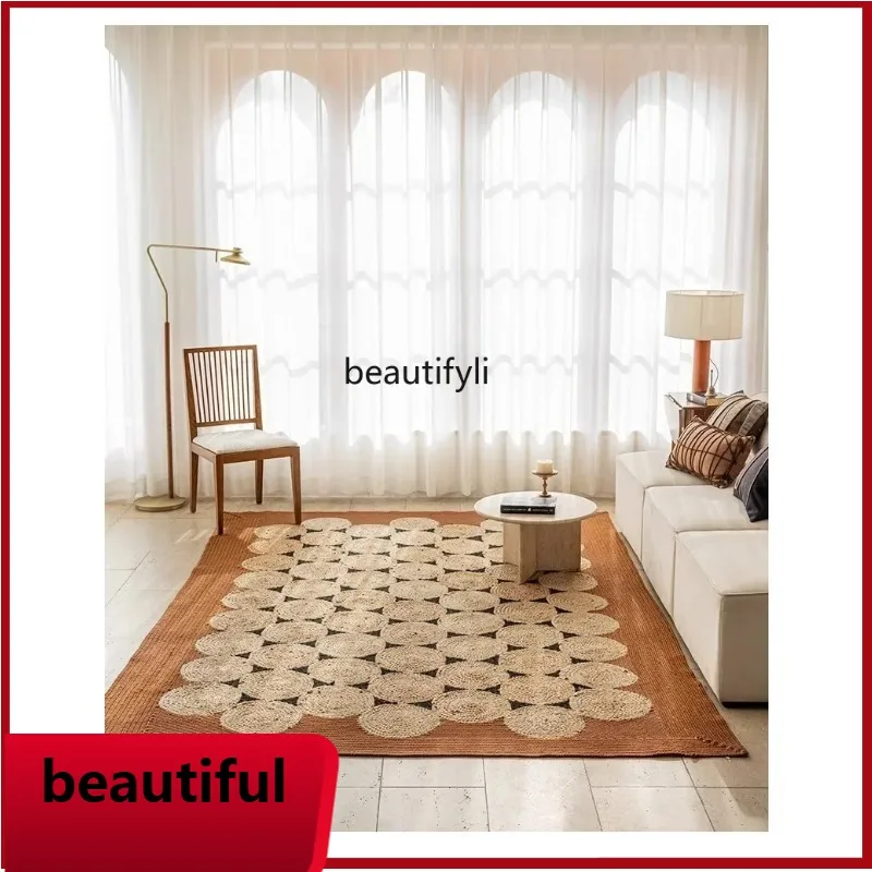 

F132 Carpet Living Room Maillard Medieval Handwoven Annual Rings French Bedroom Bedside Blanket