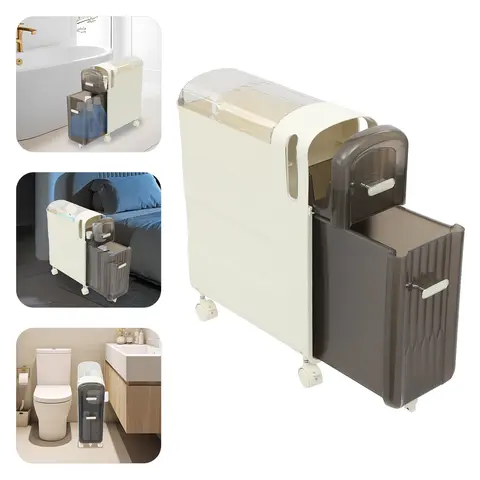 2-Drawer Slim Storage Organizer Slim Bathroom Storage Cabinet Narrow Bathroom Storage Organizer Compact Narrow Slim Storage