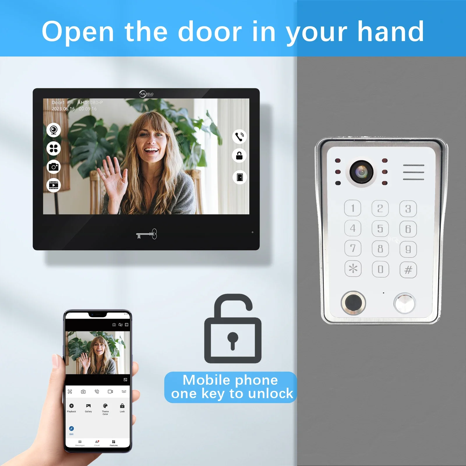 Tuya 10 Inch Video Intercom Touch Screen with Wired Doorbell 1080P APP Password Fingerprint Card Swipe Monitor One click unlock