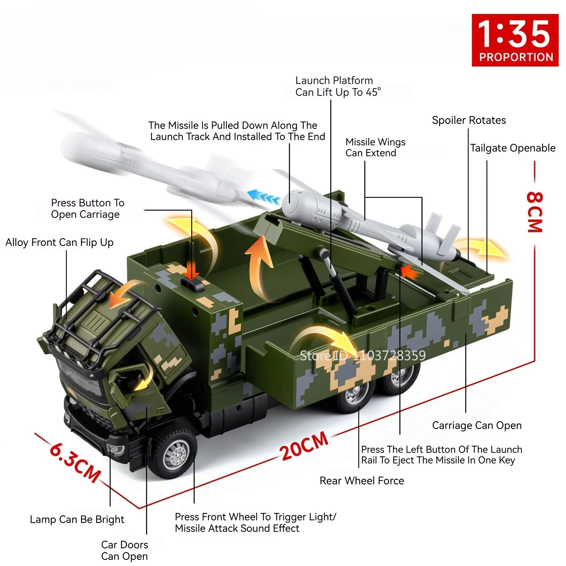 Scala 1:35 FL-10A Modello Macchinine In Lega Pressofusa Suono Luce Tirare Indietro Porte Aperte Simulato Veicolo Militare Ornamenti per I Ragazzi