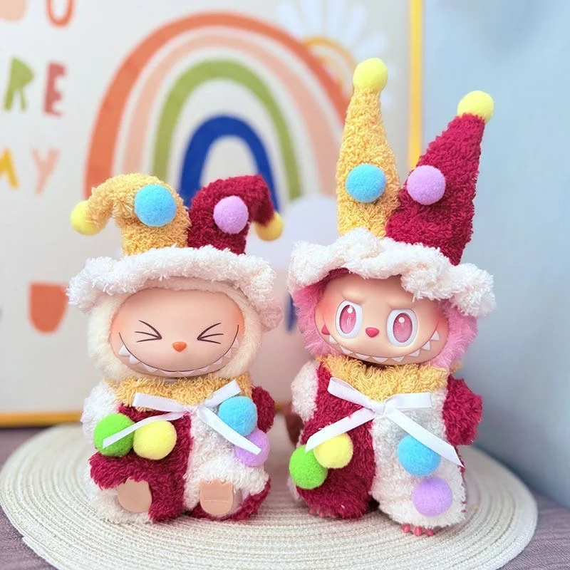 

17cm Labubu Circus Clown Style Clothes Cute Vinyl Doll labubu V1 V3 DIY Clothes Decoration Accessories Gift