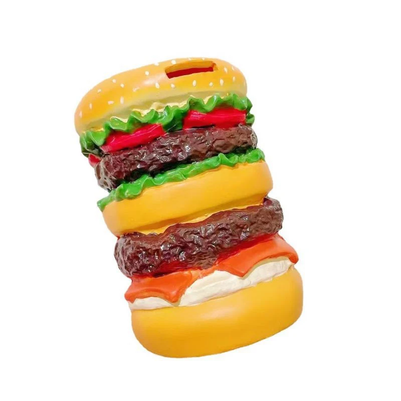 resin Hamburger Piggy Bank for Children, Room Decoration Objects, Cartoon Child Piggy Bank, birthday Gift for Boy