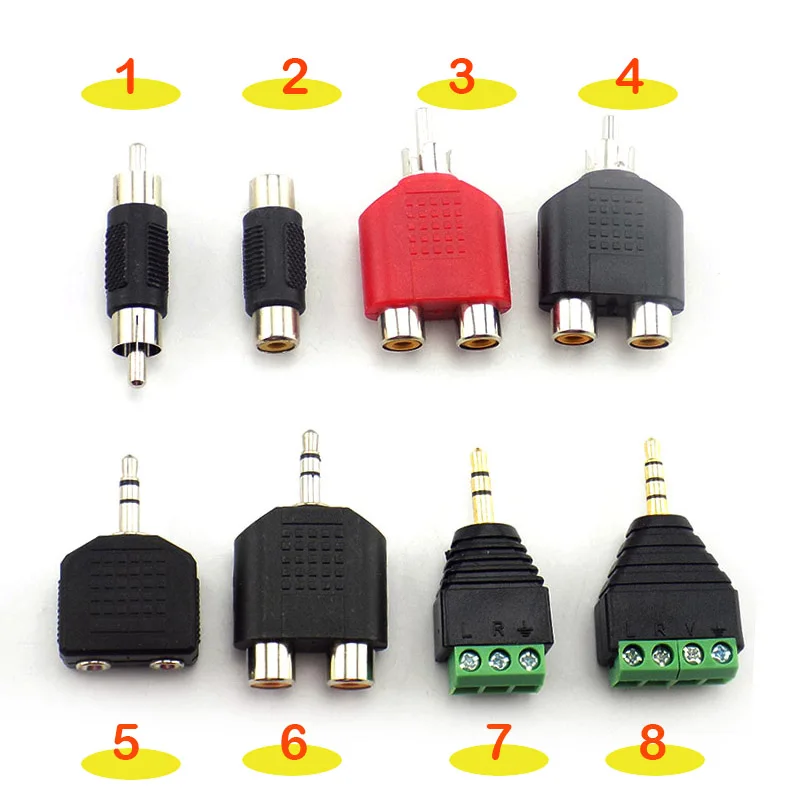 3.5mm male to 2 RCA jack adapter male to male female AV Audio Connector plug2 in 1 Stereo Headset Dual Headphone Audio plug