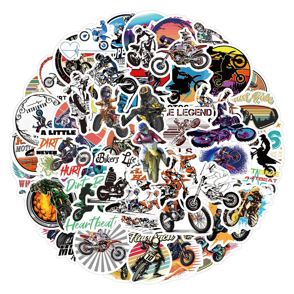 

10/30/50/110PCS Cartoon Cool Motocross Personalized Creative Graffiti Stickers DIY Water Cup Laptop Guitar Waterproof Decal Toys