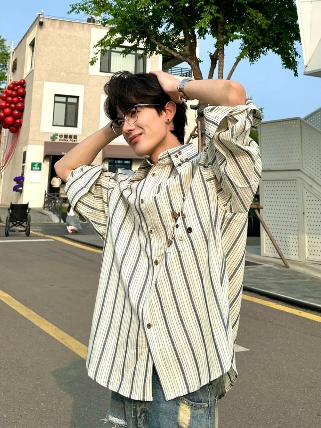 Retro Striped Color Block Button Long Sleeve Men's Casual Shirt Loose Commute Style Outerwear Comfortable Classic Fit