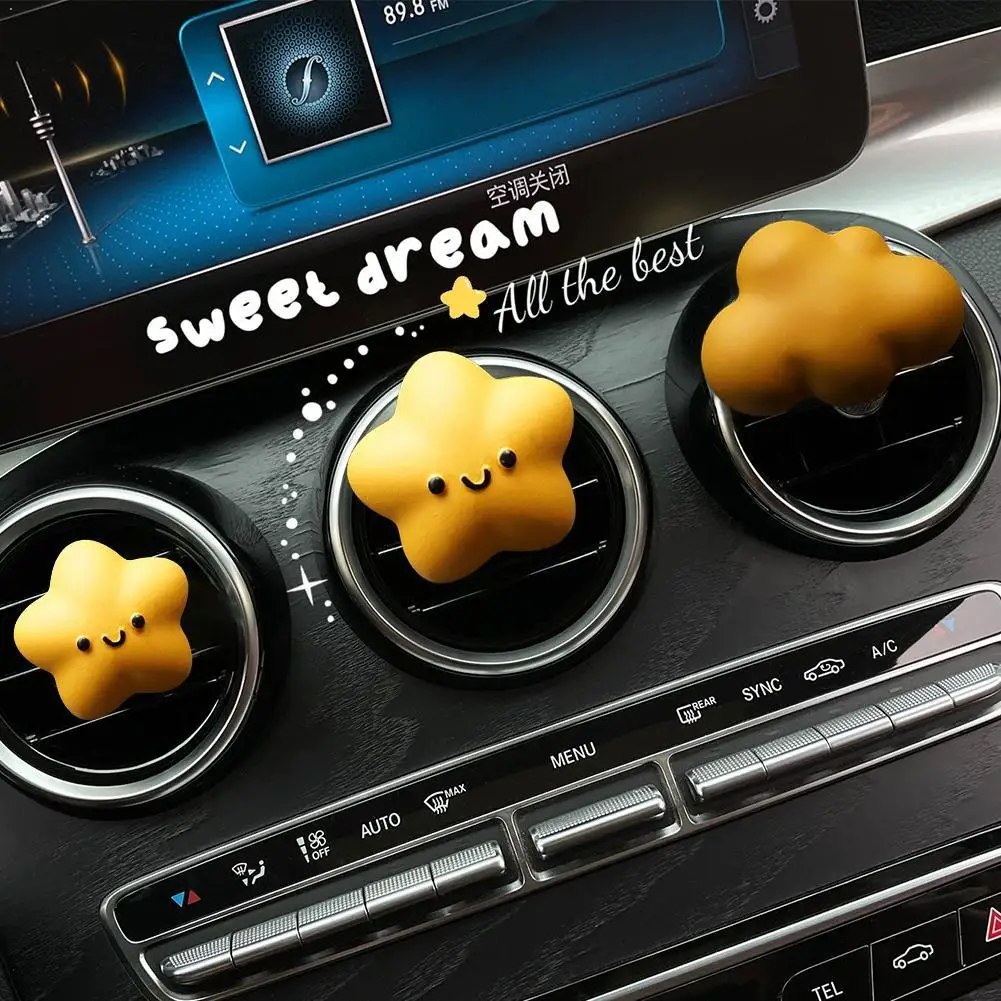 Lucky Star Car Air Vent Aromatherapy Clip Cute Plaster Diffuser Stone Premium Fragrance Ornament Auto Interior Decoration Gift
