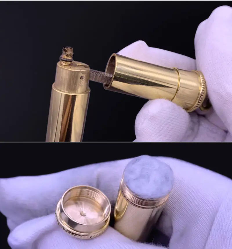 Vintage Pull-Out Brass Gasoline Lighter Retro Auto Ignition Nunchucks Handmade Antique Lighter