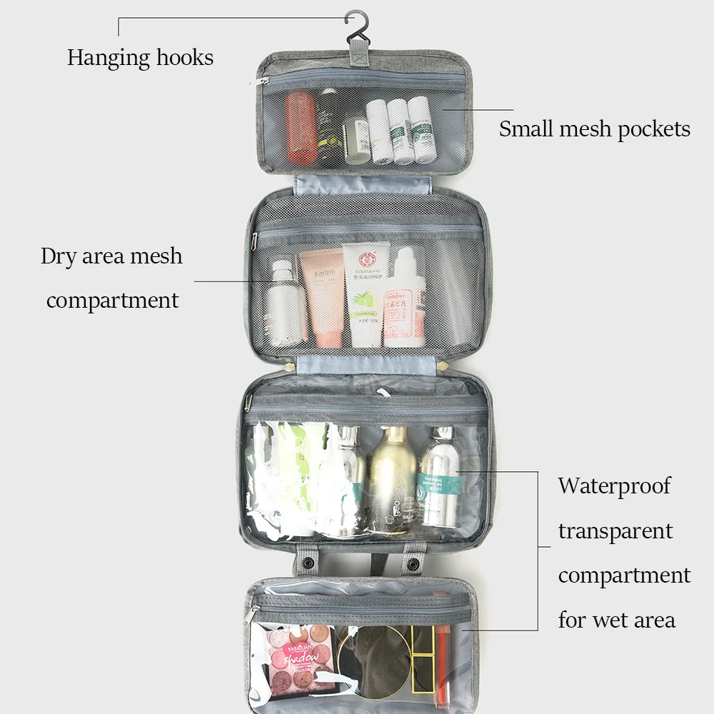 حقيبة مستحضرات التجميل متعددة الوظائف 4 أضعاف مقاومة للماء الجاف الرطب فصل المحمولة للسفر مستحضرات التجميل فرش أدوات الزينة #3