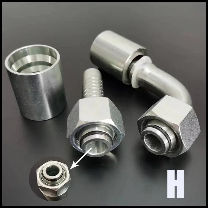 Metric High-pressure Crimping Joint Steel Internal Thread Connector M22-M42 to Pipe 13mm-32mm Barbed Tube Fitting Oil Pipe Joint