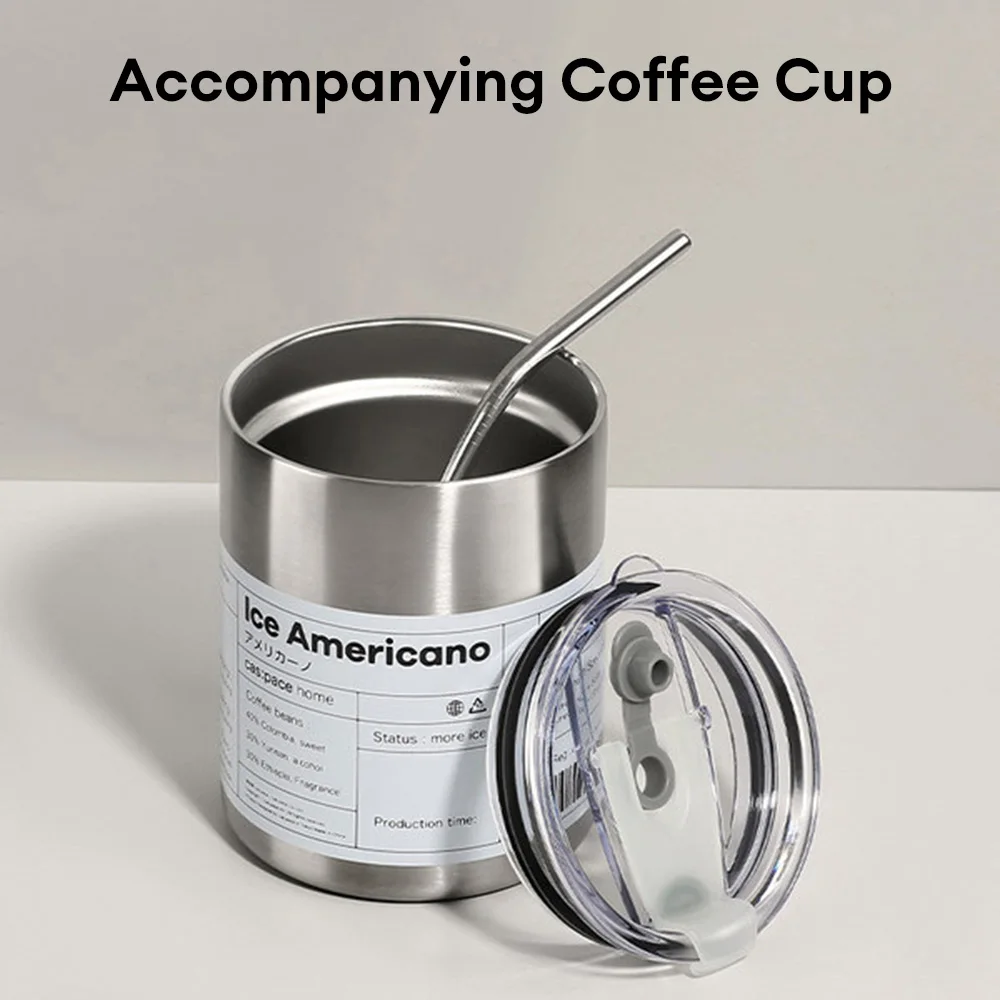 Coffee Cup Thermos Stainless Steel Water Bottle with Straw 360/600ml Ice American Coffee Mug Vacuum Flask Double-layer Straw Cup