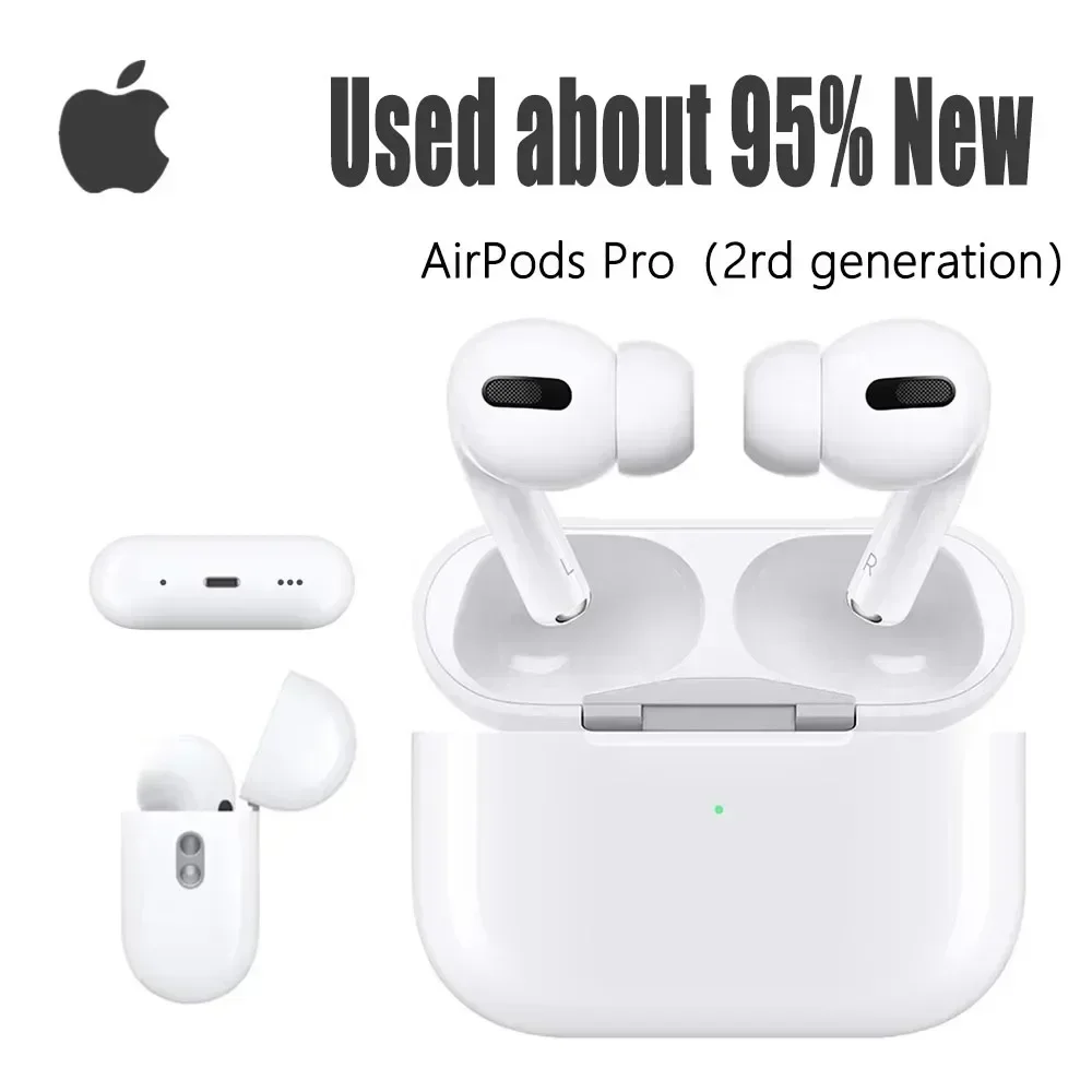 سماعات أذن Apple Airpods Pro 2 3 4 اللاسلكية بتقنية البلوتوث مع خاصية إلغاء الضوضاء النشطة مع علبة شحن لهاتف IPhone iPad