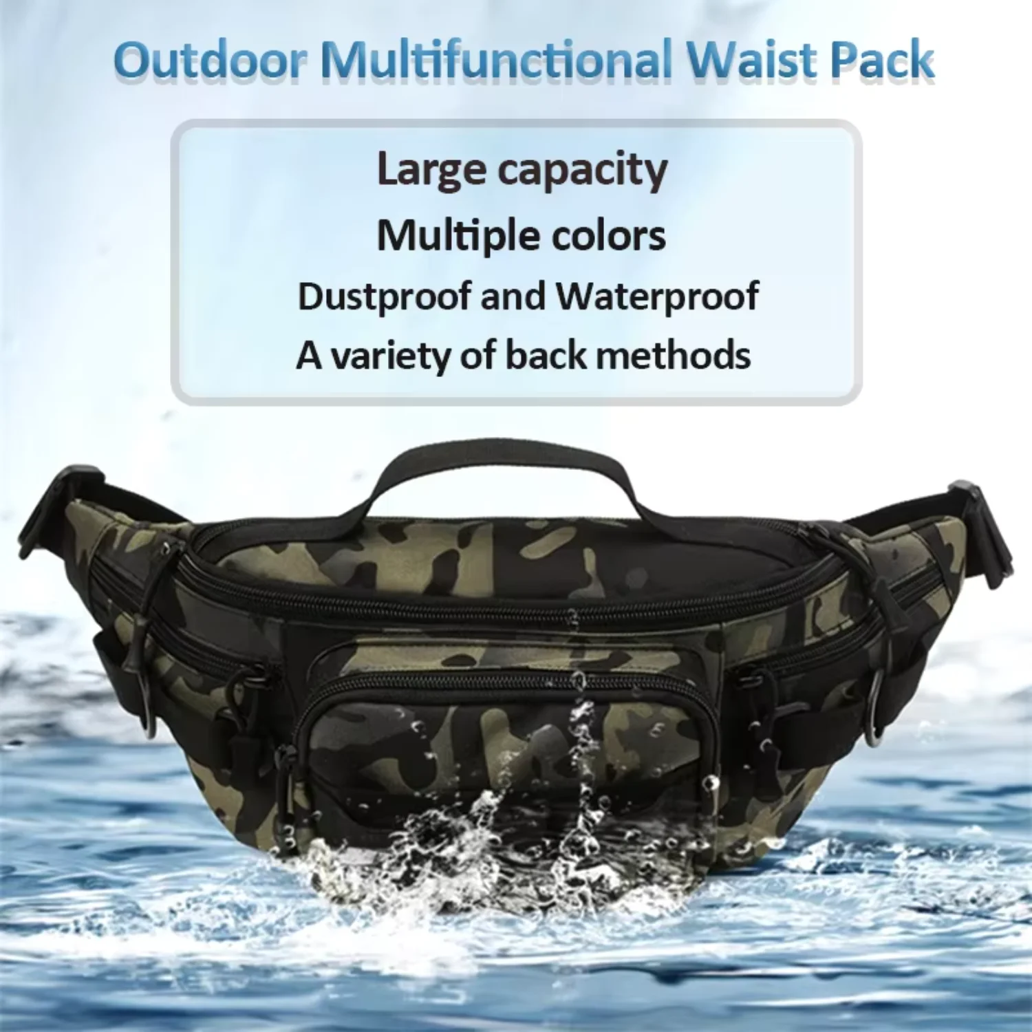 

Outdoor Sports Waterproof Waist Pack Travel Lightweight Oxford Cloth Anti-theft Waist Pack Multi-colour Fishing