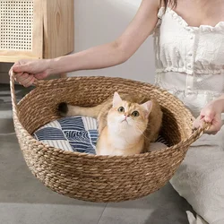 Manual Rattan Woven Cat Nest Four Seasons General Dandelion Woven Cool Nest Cat Bed Cat Scratch Board Pet Products