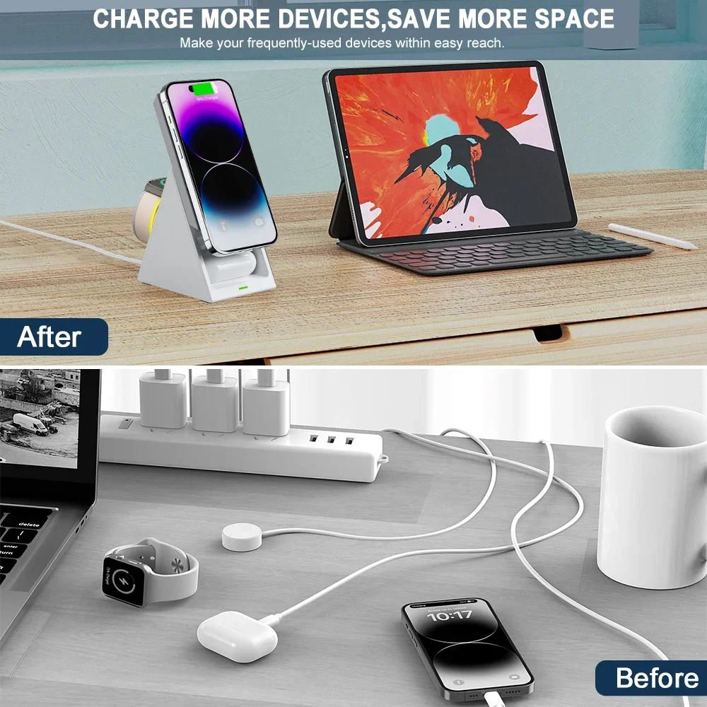 

3in1 31 15w magnetic 3 in 1 wireless charger for watch airpods and phones