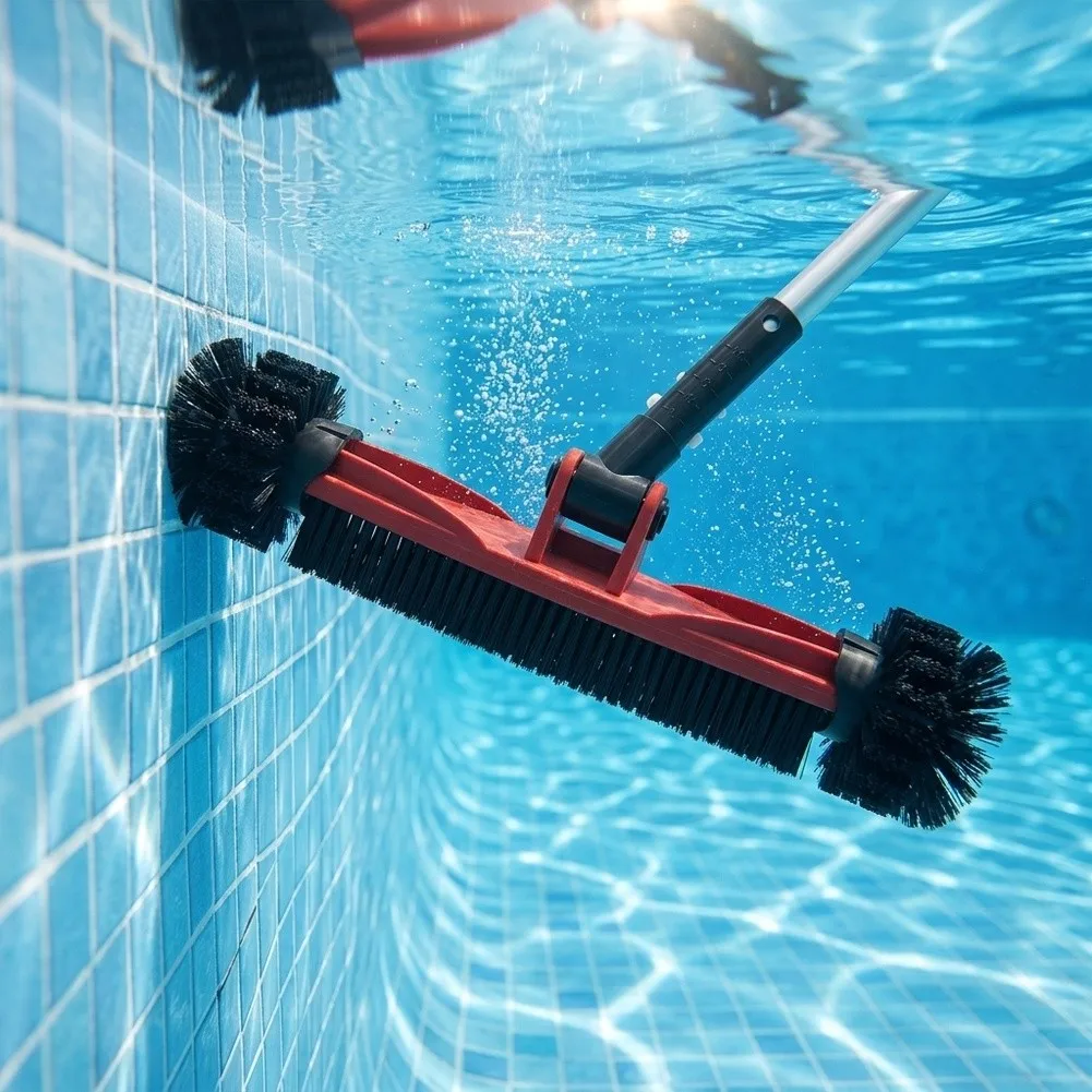 Innovative Pool Maintenance Brush Cleaning Tool Rotating Scrubber Pool Cleaning Brush 180 Degree Rotation Head