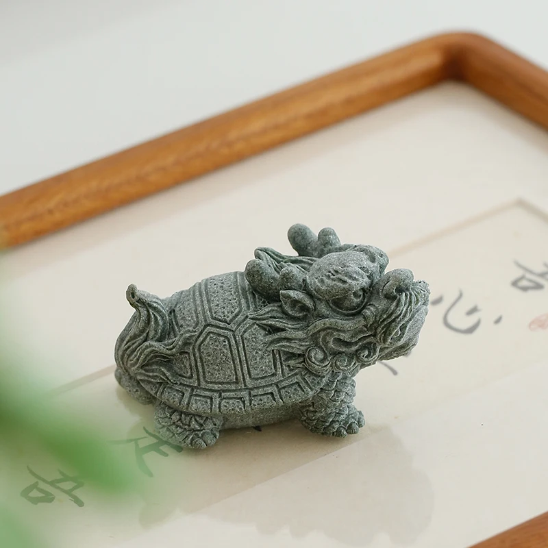 Green sand and stone boutique Zhaocai tea pet decoration Chinese style home fish tank longevity turtle sinking decoration