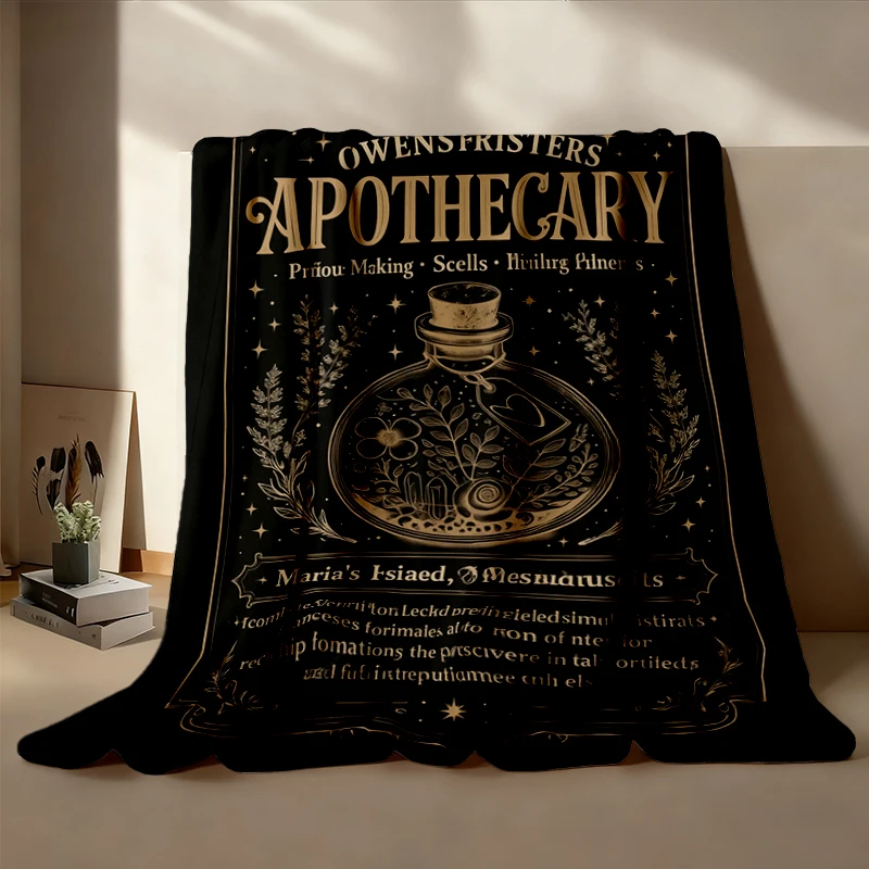 Owens Sisters Apothecary Flannel Throw, Witchy Potion Flannel Blanket, Maria's Island Mass Cozy Blanket, Gift for, Wicca