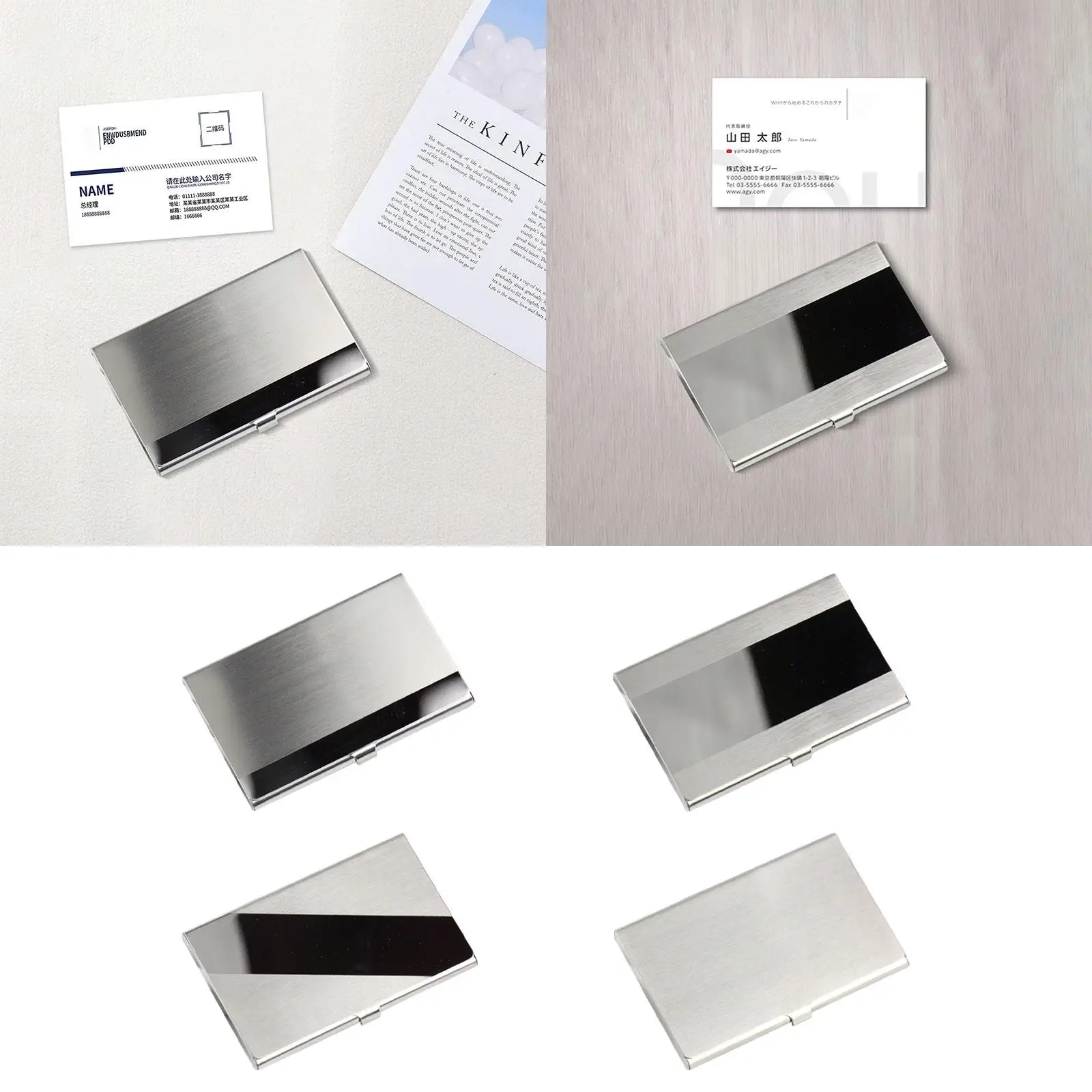 Business Card Holder Creative 3.74x2.36x0.31inch Storage Box Friend Gift Practical Buckle Shut Organizer Pocket Metal Card Case