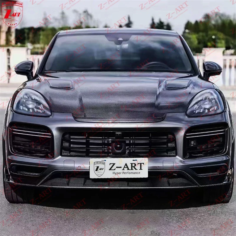 Z-ART E3 Dry Carbon Fiber Body Kit for Porsche Coupe E3 Dry Carbon Fiber Wide Aerokit for New Cayenne 2018-2023 9Y3 Lip Spoiler