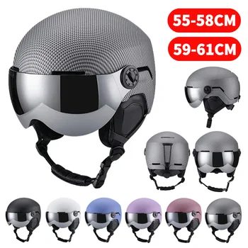 고글 장착 스노우보드 스키 헬멧, 스포츠 안전 헬멧, 스키 스노보드용 충격 방지 보호 헬멧, 7 벤트