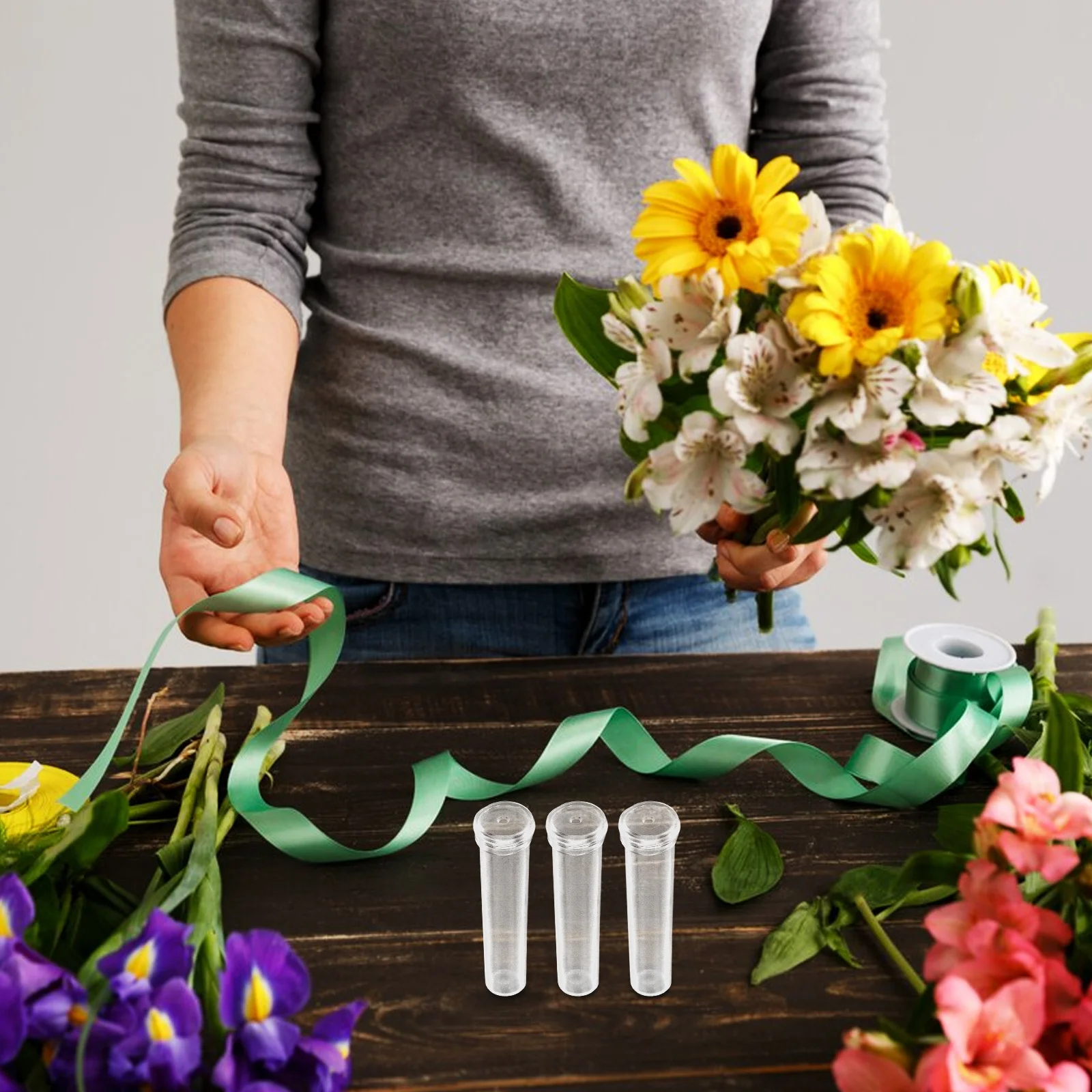 

200Pcs Transparent Plastic Flower Nutrition Tubes Fresh Flower Water Tubes Florist Supplies Plastic Tube Florist Supplies