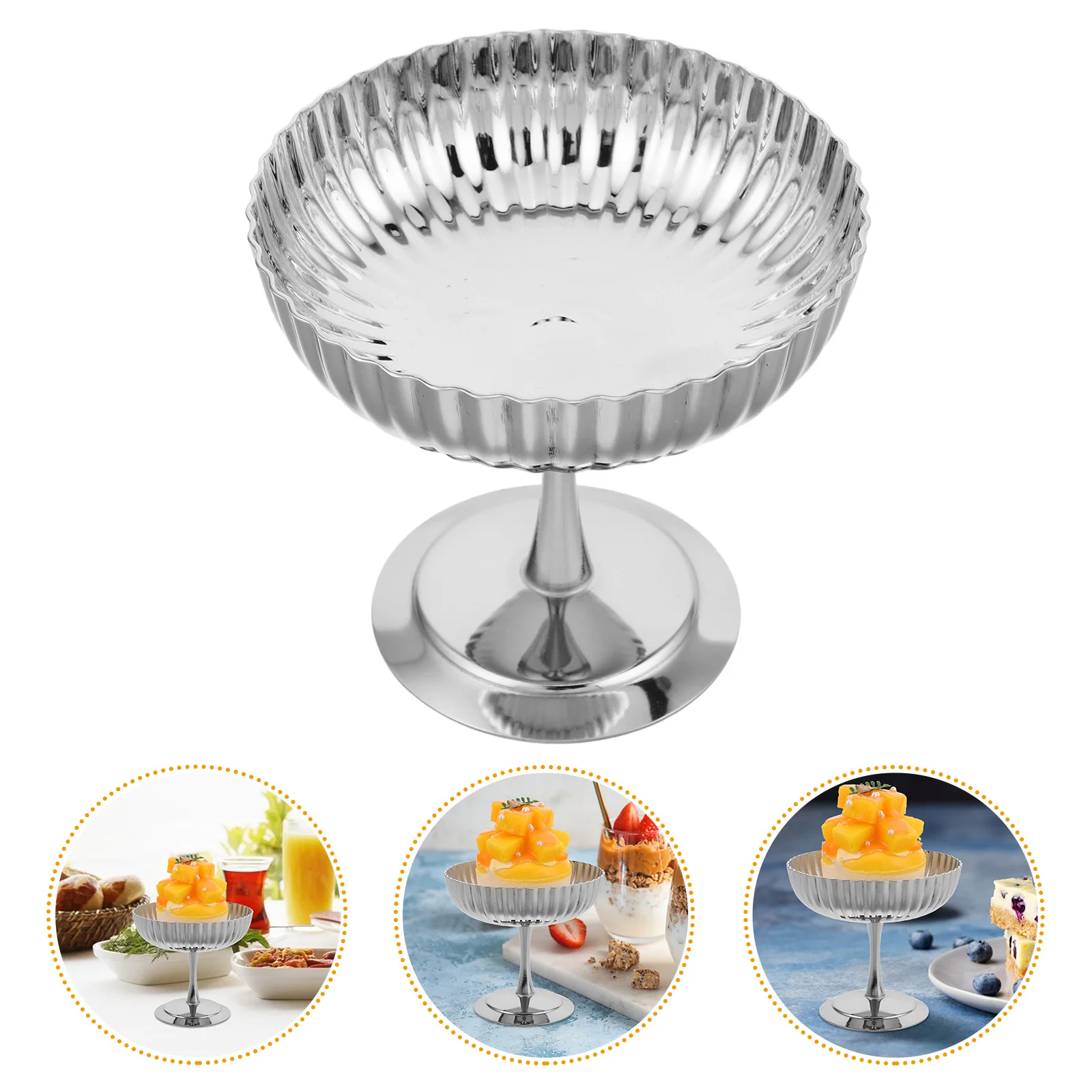 Creative Ice Cream Bowl High-foot Footed Stainless Steel Goblet Mixing Bowls for Baking Cups Desert Cereal