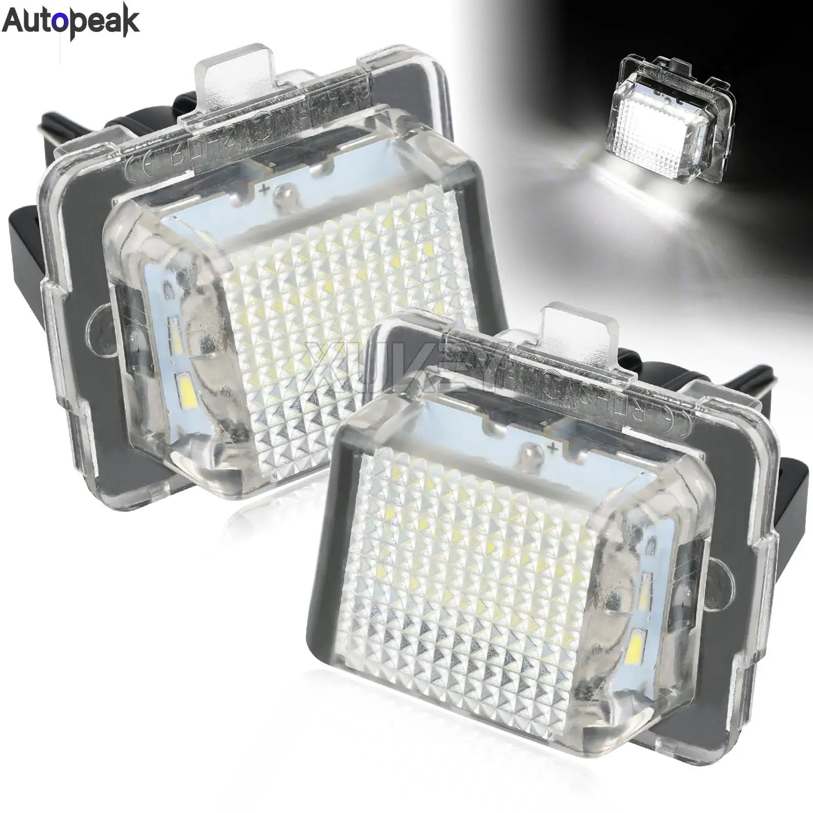 2Pcs 18SMD Xenon White LED License Number Plate Light For Mercedes-Benz C E S CLA Class W204 W212 W221 C207 C216 S204 S212