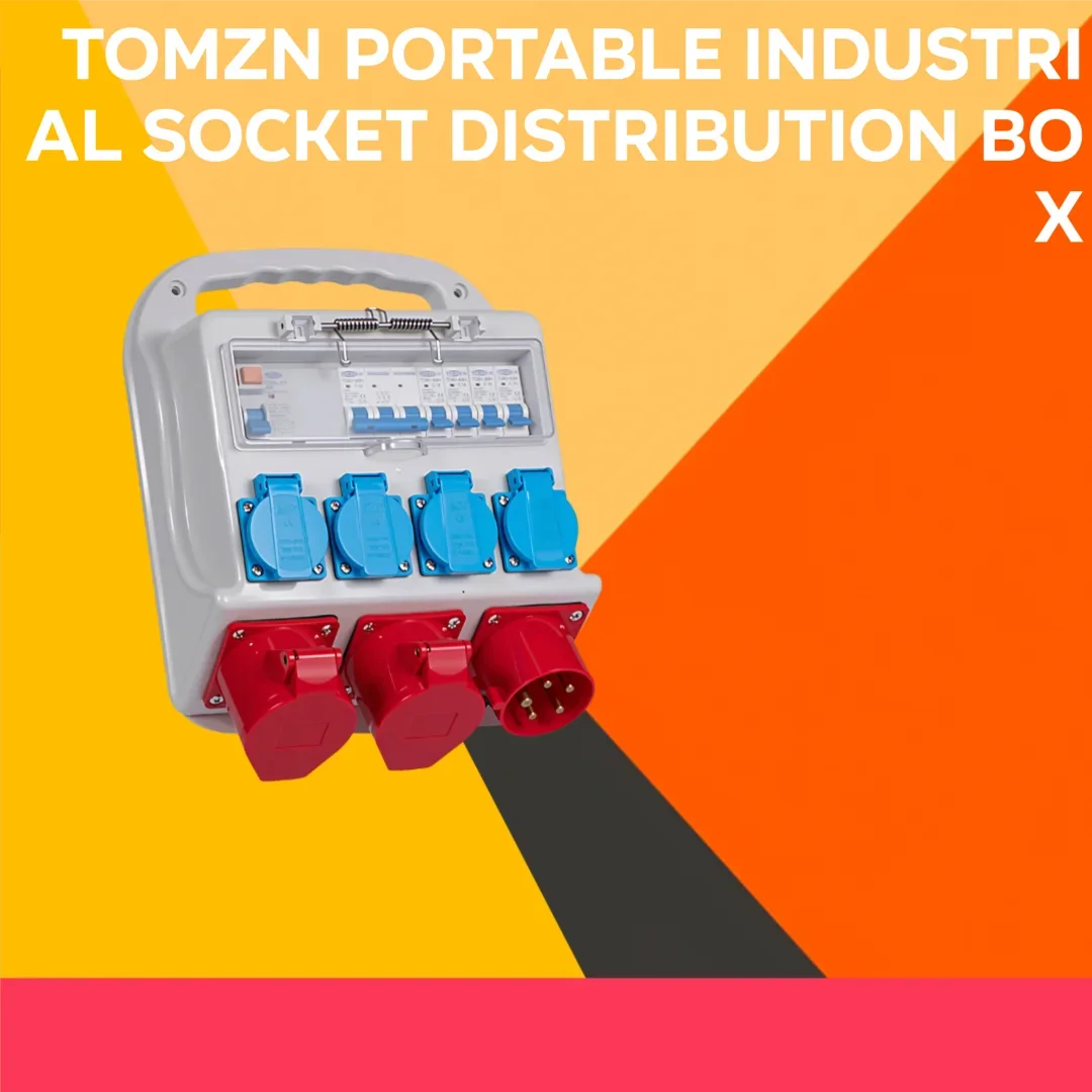 TOMZN Industrial Waterproof Socket Box Portable Temporary Construction Power Switch Outdoor Customizable AC 400V 32A IP65 Rated