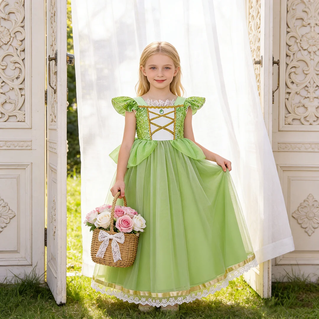 Kids Sleeping Beauty dress princess dress girl role play elegant romantic fairy tale princess dress