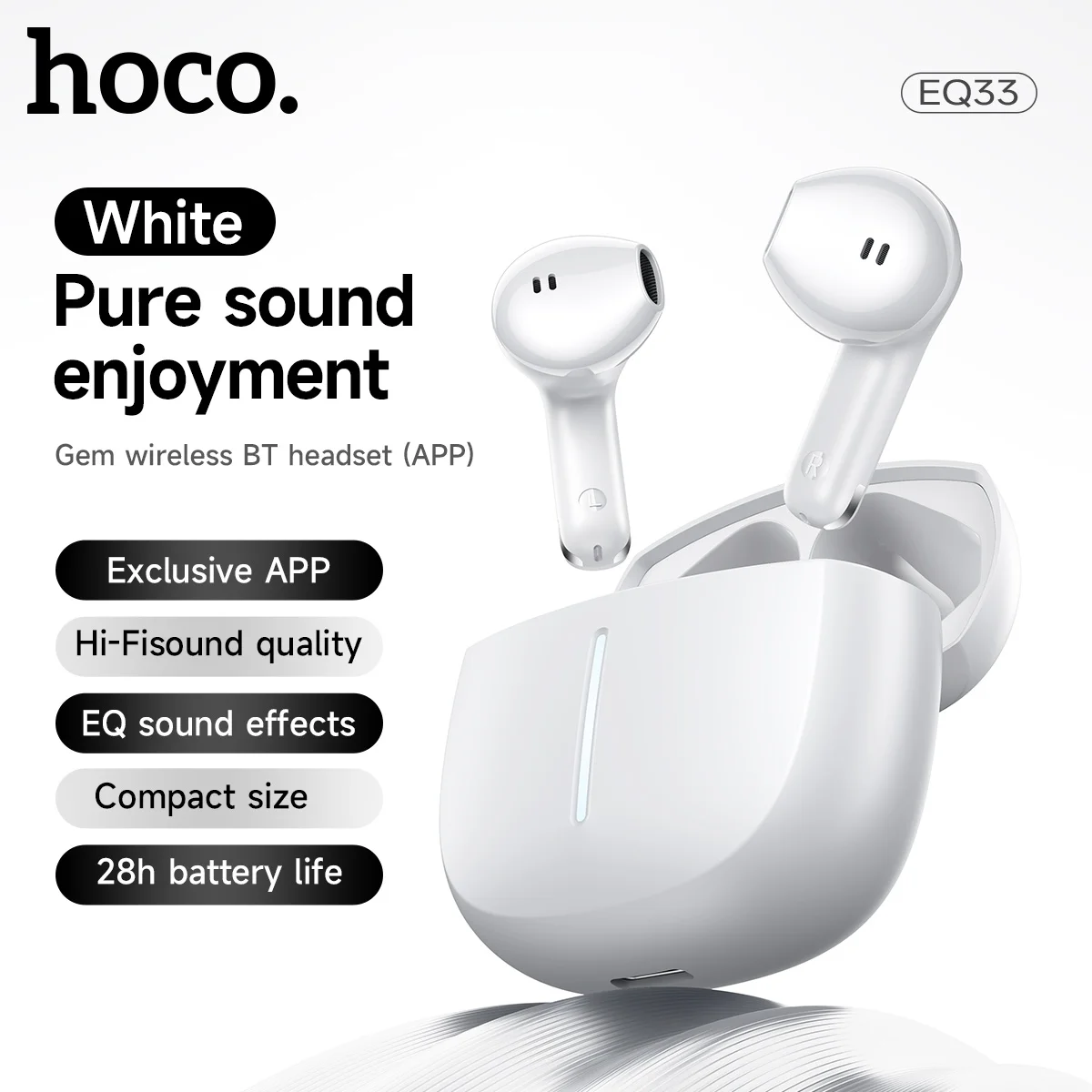 

HOCO Semi In Ear Bluetooth Earphone Wireless Headset Ear Buds with Mic with Charging Box Headphone Comfortable Wear APP Function
