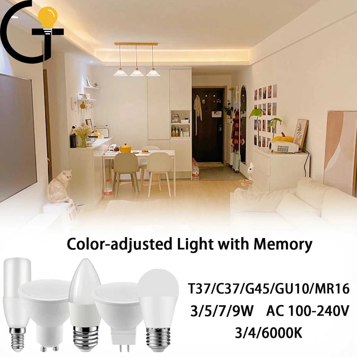 

New Style LED Smart Bulb 3 Color-Adjusted with Memory 2PCS 3W-7W AC100-240V B22 E27 E14 High light efficiency without flicker