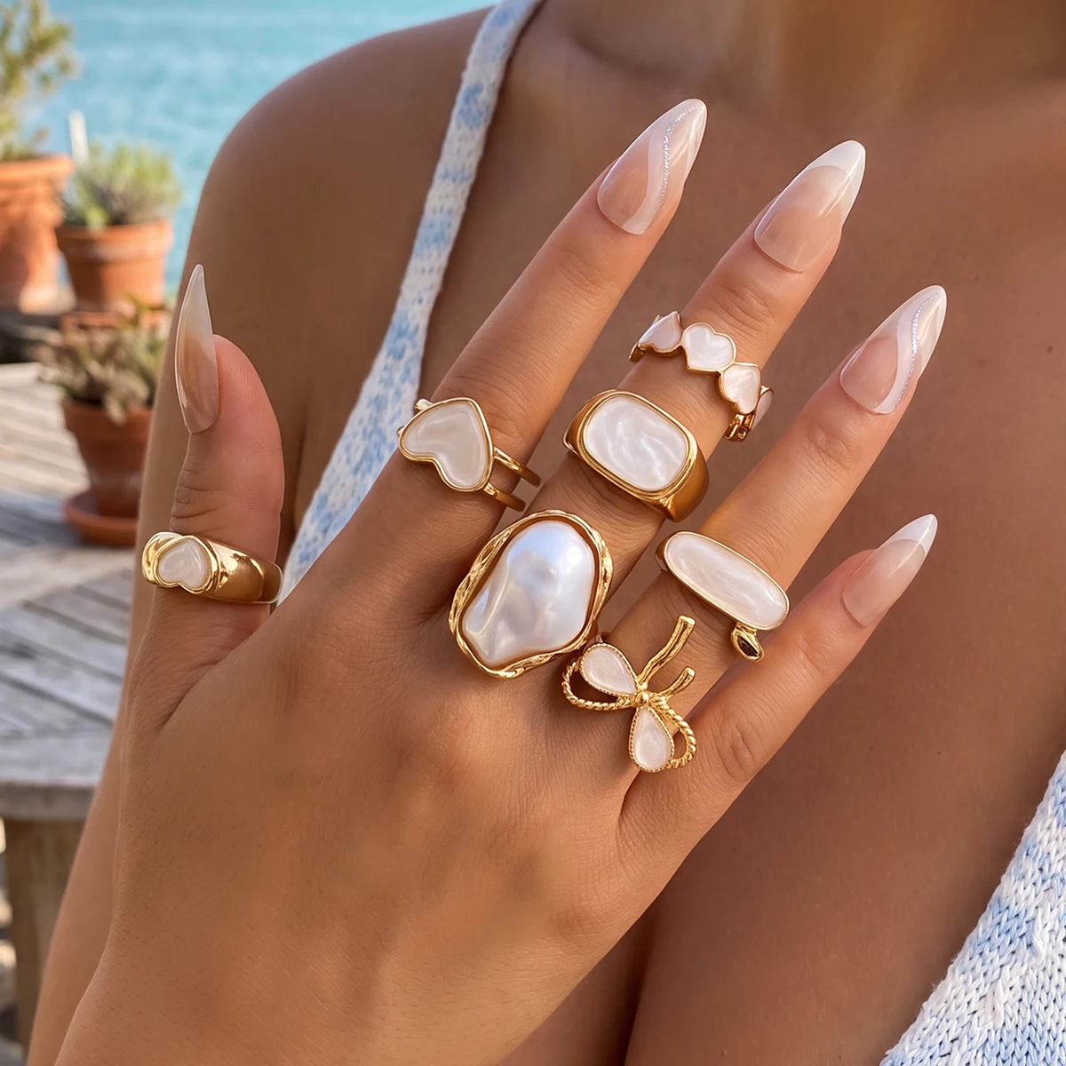 7-teiliges Set Boho-Perlen-Her – Vintage Punk Knuckle Rings Set Bewertung und Preis