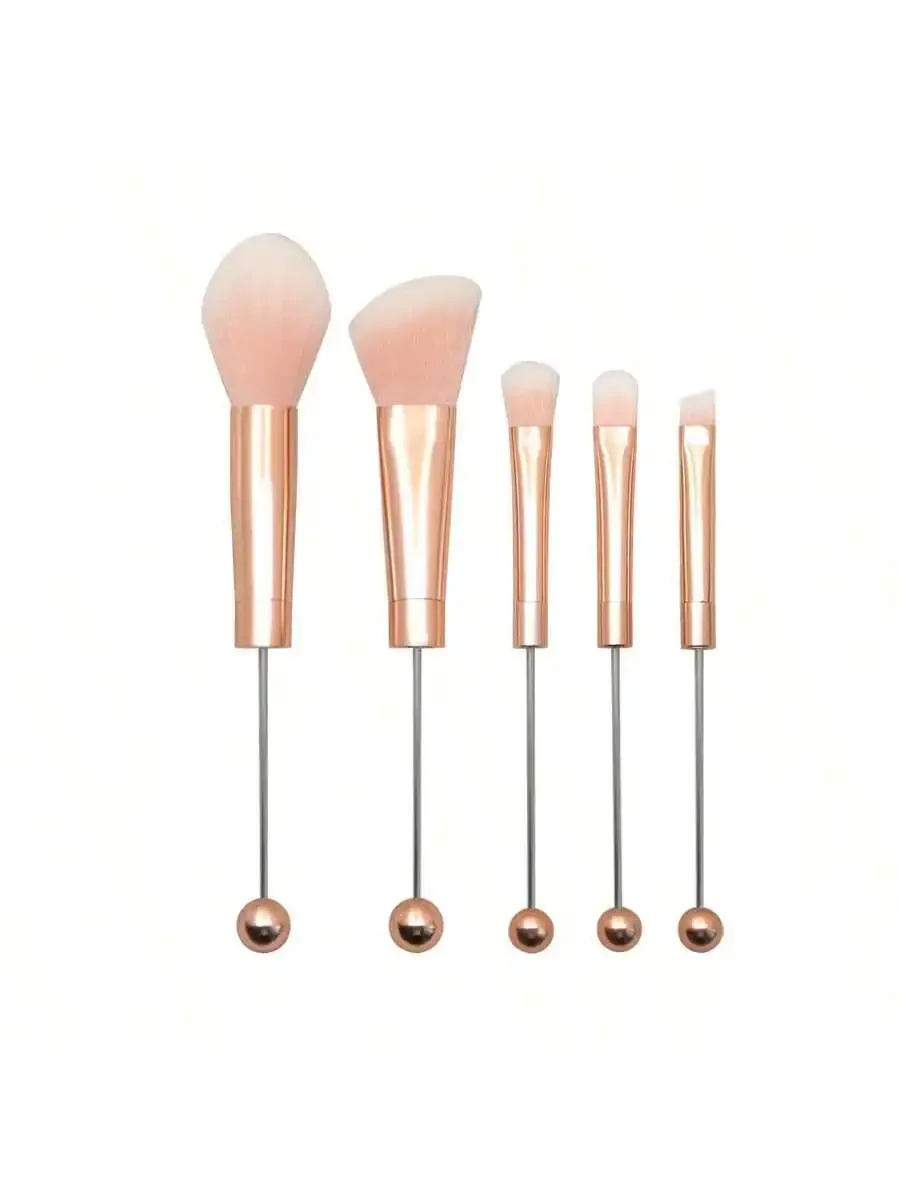 5pcs Beadable Makeup Brushes Unique Brushes Silicone Beads DIY Makeup Cosmetic Brushes Beaded Brushes Kit For DIY