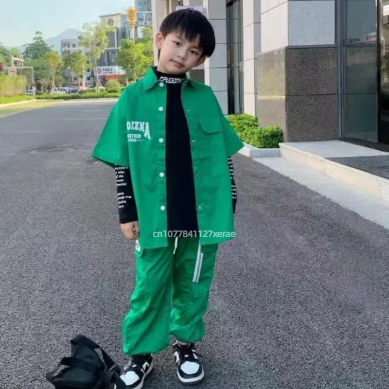 子供用ストリートダンス服、冬用ヒップホップ、男の子と女の子のTステージパフォーマンス服、ストリートダンス、子供用トレンディ